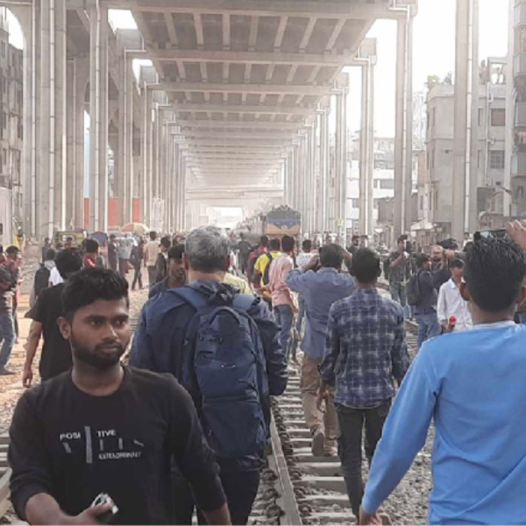 Titumir Students Block Rail Tracks